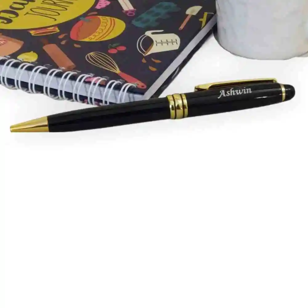 Personalized Black and Gold Rim Pen